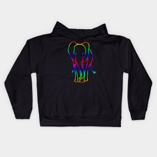 Rainbow Elephant Line Drawing Kids Hoodie